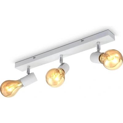 Afbeelding van B.K.Licht Plafondlamp plafondspot met 3 lichtpunten witte spotjes industrieel draaibar kantelbaar opbouwspots plafoniere excl. E27