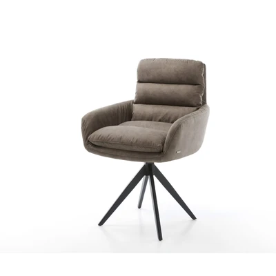 Afbeelding van Draaistoel Abelia Flex met armleuning kruisframe hoekig zwart taupe vintage
