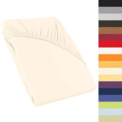 Afbeelding van CelinaTex Perla boxspringbed waterbed topper hoeslaken 120x200 130x200 cm beige natuur katoen bedlaken 0004236
