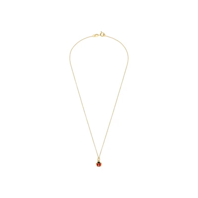 Afbeelding van Lucardi Kinder Zilveren goldplated Ketting lieveheersbeestje 925 Zilver Goudkleurig 38 cm