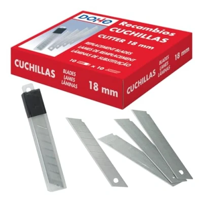 Afbeelding van Dohe Reservemesjes voor cutter 18 mm (100 stuks) in kunststof etui met deksel kantoormateriaal