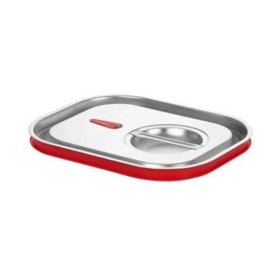 Afbeelding van HENDI gastronorm deksel met siliconen rand, voor bakken, temperatuurbestendig van 40 tot 300C, heteluchtoven en chafing dish bain marie, stapelbaar, GN 1/2, 265x325mm, RVS