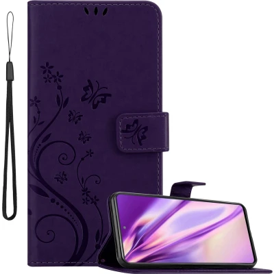 Afbeelding van Cadorabo Hoesje geschikt voor Samsung Galaxy S20 FE in BLOEMEN DONKER PAARS Beschermhoes bloemmotief met magnetische sluiting, standfunctie en kaartsleuven Book Case Cover Etui