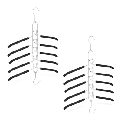 Afbeelding van Relaxdays ruimtebesparende kledinghangers multi kleerhangers set van 2 antislip