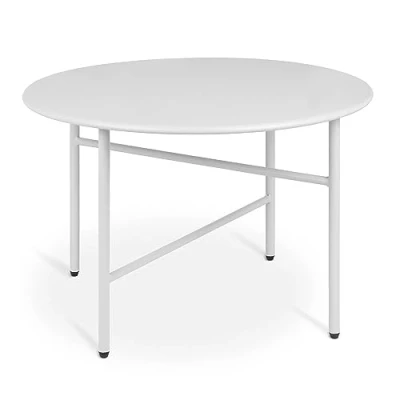 Afbeelding van bomoe Finn Ronde Bijzettafel Metaal Wit Ø 53 cm Tafelblad Krasbestendig Stabiel, Lichtgewicht Salontafel Binnen &amp; Buiten