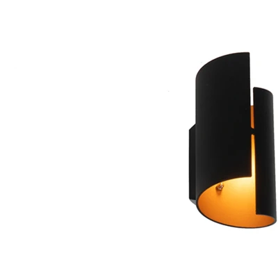 Afbeelding van QAZQA Moderne wandlamp zwart met gouden binnenkant Faldo
