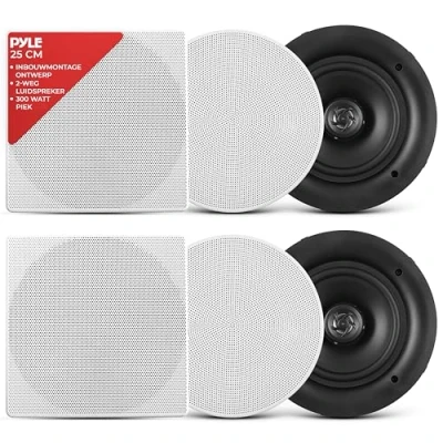 Afbeelding van Pyle Luidsprekers Plafondluidsprekers Wandluidsprekers Plafondspeakers Inbouwluidsprekers voor Thuis 2 Weg Speakers 300 Watt Set van