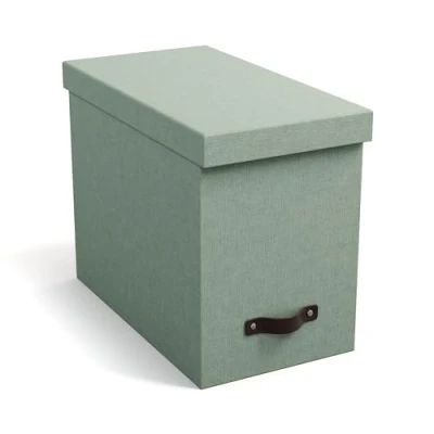 Afbeelding van Bigso Box of Sweden JOHAN hangmappenbox met deksel, stijlvolle archiefdoos inclusief 8 hangmappen, van vezelplaat en papier in linnenlook, mintgroen