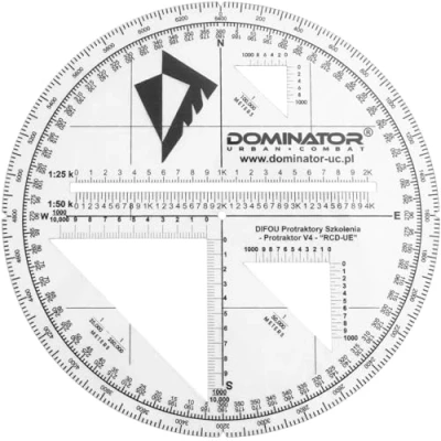 Afbeelding van DOMINATOR URBAN COMBAT Tactische militaire kaarthoekmeter BW Card Protractor met verschillende schalen en afstandsschalen V4