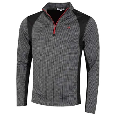 Afbeelding van Calvin Klein Heren Micro Grid CK trui met 1/2 rits Leisteen/Rood XL