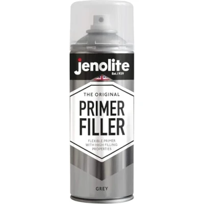 Afbeelding van JENOLITE Primervuller Spuitbusverf GRIJIS Flexibele primer met hoge vuleigenschappen Vult kleine deuken en krassen voor een gladde afwerking 400 ml