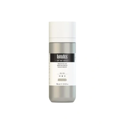 Afbeelding van Liquitex 1946239 Professionele Acrylverf Soft Body Kunstenaarsverf in romig dekkende consistentie, hoge pigmentatie, lichtecht &amp; verouderingsbestendig, 946ml fles Iridescent Rich Silver