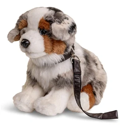 Afbeelding van Uni Toys Australische herder puppy, zittend (met lijn) 22 cm (hoogte) pluche hond, huisdier dier, knuffeldier