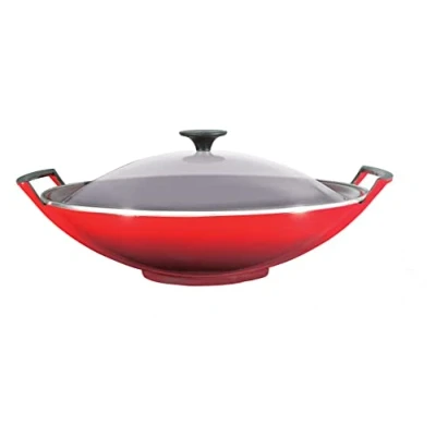 Afbeelding van Wokpan Le Creuset Met Glazen Deksel Kersenrood 36 cm