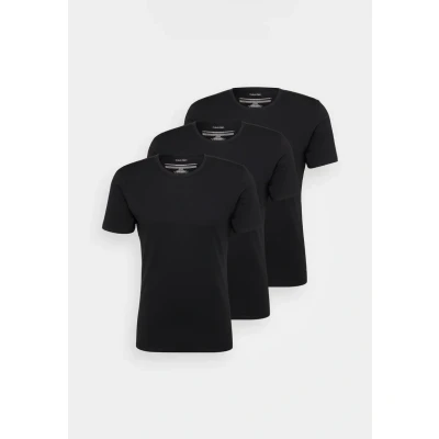 Afbeelding van Calvin Klein Heren 3 pack basic T shirts met korte mouwen en ronde hals, Zwart (zwart, zwart, zwart), S