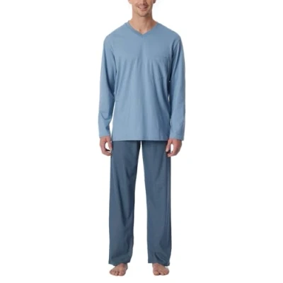 Afbeelding van Schiesser Heren Schlafanzug Lang nachtkleding Set Pyjama, Blaugrau_181154, 50