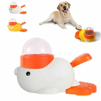 Afbeelding van 2 in 1 Dog Treat Dispenser Toy,Interactive Food Puzzle Toy &amp; Slow FeederDuck Shaped Dispenser,for Small Medium Dogs (White)