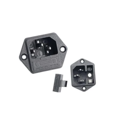 Afbeelding van Aofan 2 stuks IEC320 C14 3 voet mannelijke stekker met zekeringhouder terminal mannelijk AC 250V 10A