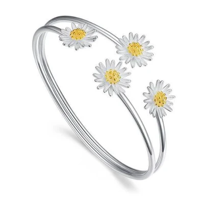 Afbeelding van N3 Collecties 925 sterling zilveren verstelbare madeliefjesbloem armband voor vrouwen