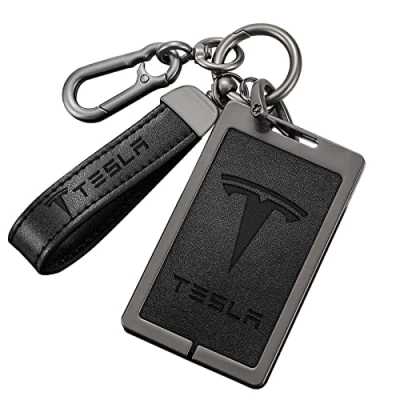 Afbeelding van Aicharynic Sleutelkaarthouder voor Tesla model 3, Y, siliconen sleutelhanger, kaarthouder, sleutel, accessoires, zwart, sleutelkaarthouder, /