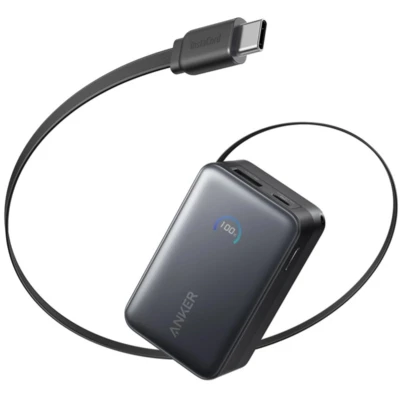 Afbeelding van Anker Nano Power Bank (10 000 mAh 45W Built In Retractable USB C Cable) Black