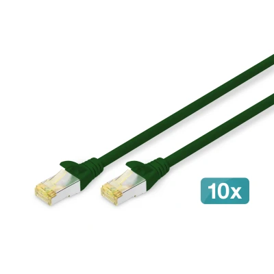 Afbeelding van DIGITUS LAN kabel Cat 6A 1m 10 stuks RJ45 netwerkkabel S/FTP afgeschermd Compatibel met 6 &amp; 7 Groen