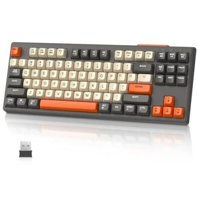Afbeelding van M87 TKL Draadloos gamingtoetsenbord met dubbele modus, Bluetooth / 2,4 Ghz, PBT keycap, 4000 mAh oplaadbare batterij, gemengd kleuren regenboog verlicht toetsenbord mechanisch gevoel Glimmer