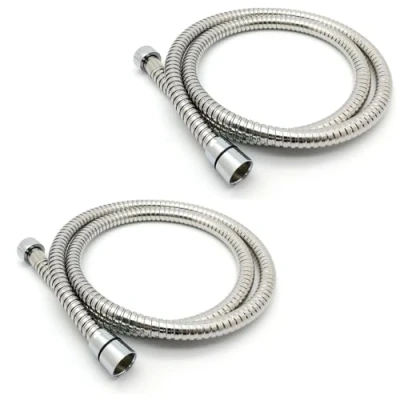 Afbeelding van Xcel Home 2X lekvrije flexibele roestvrijstalen anti knikdoucheslangen met solide connector (1,2 m lang)