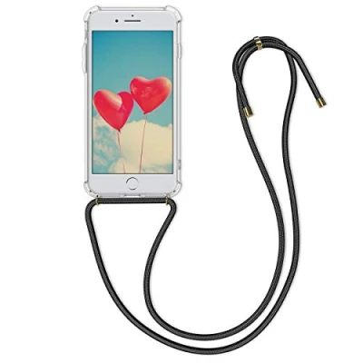 Afbeelding van kwmobile telefoonhoesje geschikt voor Apple iPhone 7 Plus / 8 Hoesje met telefoonkoord Back cover in zwart transparant