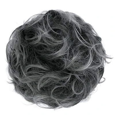 Afbeelding van CAISHA XL Haarstukje Haarwokkel Bruids Kapsel Opgestoken Volumineus Gekruld Knoet Asgrijs Mix G26E