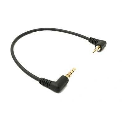 Afbeelding van System S Audiokabel 15 cm 2,5 mm jack stekker naar 3,5 hoek AUX adapter zwart