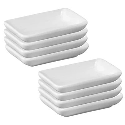 Afbeelding van Westmark Set van 8 keramische kommetjes/serveerschaaltjes, rechthoekig, klein, afmetingen: 7,8 x 5 1,5 cm, keramiek, Tapas + Friends, wit, 697522E1