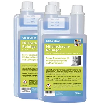 Afbeelding van GlobaClean Melkschuimreiniger, melksysteemreiniger voor koffieautomaten en koffiemachines, vloeibare reiniger melkopschuimers (2 x 1 liter)