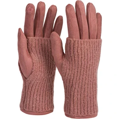 Afbeelding van styleBREAKER Dames Touchscreen stoffen handschoenen met uitneembare gebreide manchetten, warme handschoenen, winter 09010022, Kleur:oude roos