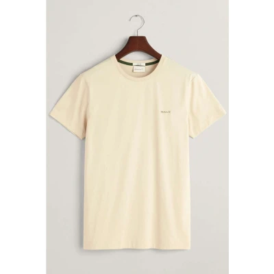 Afbeelding van GANT Contrast LOGO Tshirt basic, Heren, Maat: 3XL, Silky beige