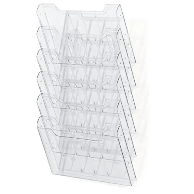 Afbeelding van Exacompta Ref. 64258D 1 wandmap formaat A4 horizontaal 6 vakken diepte 26 mm voor wandmontage (hanger inbegrepen) afmetingen: 11,35 x 32,7 52,3 cm kristal