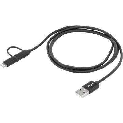 Afbeelding van Ansmann Apple iPad/iPhone/iPod, Mobiele telefoon, Laptop Laadkabel [1x USB A 2.0 stekker 1x Micro stekker, dock Lightning] 1.20 m Zwart