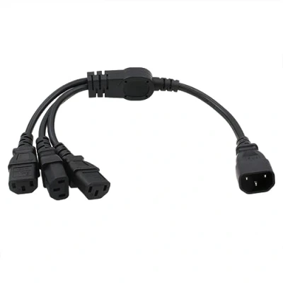 Afbeelding van HangTon IEC320 Power Splitterkabel enkel C14 tot 3 x C13 10A 250V verlengkabel 12 inch voor UPS PDU computer pc