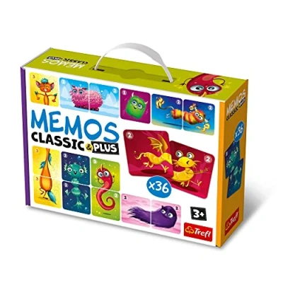 Afbeelding van Trefl Memos Classic &amp; Plus, Schattige Monsters Educatief Memoryspel Voor Kleuters, Paren En Driedubbele Afbeeldingen Vinden, Verschillende Spelmogelijkheden, Kinderen Vanaf 3 Jaar