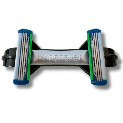 Afbeelding van twinshaver kaal scheermes + 4 scheermesjes, snijbescherming &amp; 80% tijdsbesparing, voor lichaam en hoofd, nat 0,0 mm mannen vrouwen (zwart)