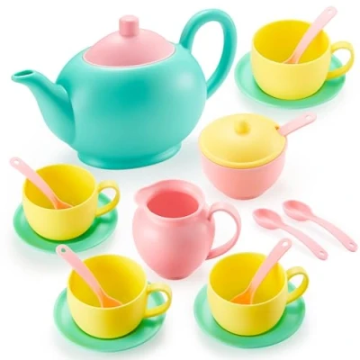 Afbeelding van JOYIN Theeservies voor kinderen, speelkeuken, accessoires, theeset, theekransje, kinderservies, rollenspellen, cadeau kinderen vanaf 3, 4, 5, 6 jaar, Pretend Play, theeparty