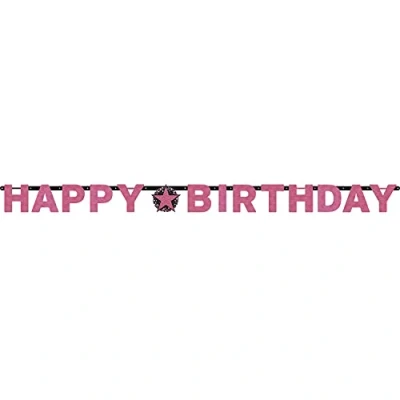 Afbeelding van Letterslinger Happy Birthday Sparkling Pink 213x16cm per stuk
