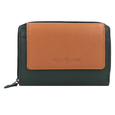 Afbeelding van Greenburry Nappa Portemonnee RFID bescherming Leer 14 cm Dames Horizontaal green tan