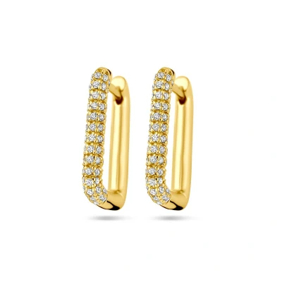Afbeelding van Zilver Verguld (Geel) Klapoorringen Zirkonia 1 Micron 2103577