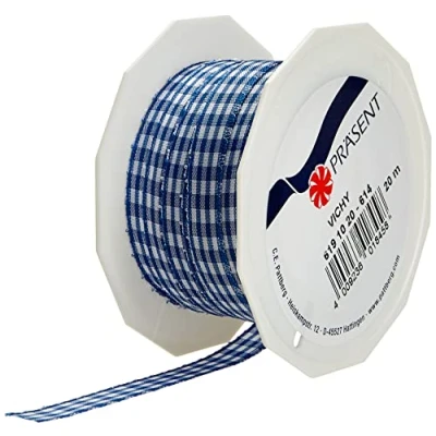Afbeelding van Präsent 1 delig 10 mm 20 m Vichy Geruit Taffeta, Blauw/Wit