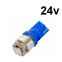Afbeelding van T10 24 volt 5 LED 5050 SMD BLAUW