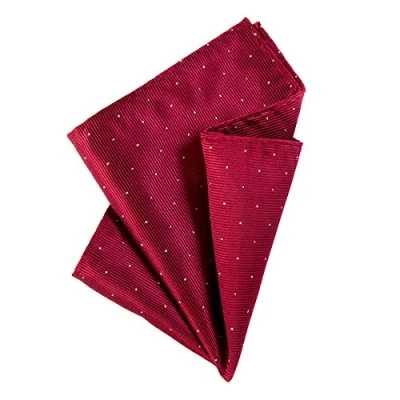 Afbeelding van DonDon heren pochet 25 x cm chic voor feesten en formele gelegenheden donkerrood met zilveren stippen