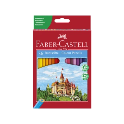 Afbeelding van 4x Kleurpotlood Faber Castell Castle zeskantig karton etui met 36 stuk