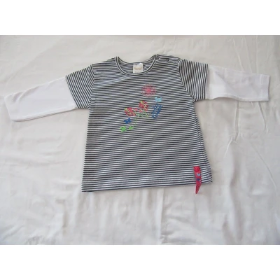 Afbeelding van dirkje , meisje t shirt lange mouw streepje marine, 74 9 maand