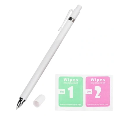 Afbeelding van Universele styluspen met touchscreen, stille draagbare digitale pen voor smartphones en tablets, multifunctionele capacitieve hoge gevoeligheid, zwart, wit(Wit)